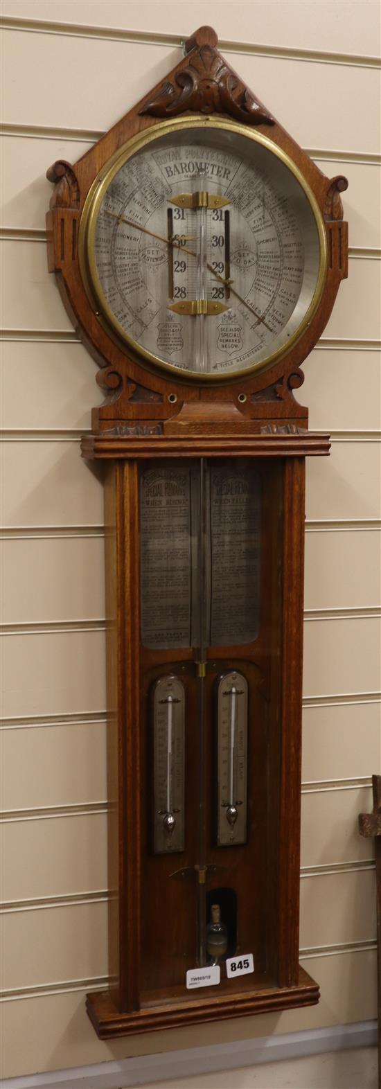 A Victorian Royal Polytechnic Admiral Fitzroy barometer by Joseph Davis & Co, Fitzroy Works, Kennington, Park Road, London, Height 10